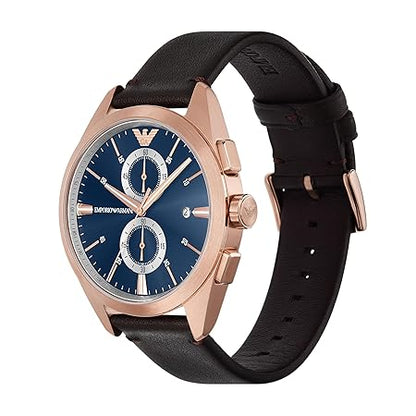 Emporio Armani Leather Analog Blue Dial Men Watch- AR11554I
