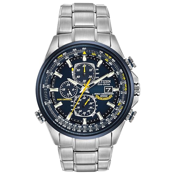 Citizen Stainless Steel Eco-Drive Analog Blue Dial Men Watch-At8020-54L, Silver Band