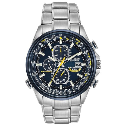 Citizen Stainless Steel Eco-Drive Analog Blue Dial Men Watch-At8020-54L, Silver Band