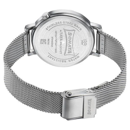 Sonata Elegent Essentials Quartz Analog Blue Dial Stainless Steel Strap Watch For Women