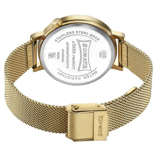 Sonata Elegent Essentials Quartz Analog White Dial Stainless Steel Strap Watch For Women
