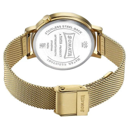 Sonata Elegent Essentials Quartz Analog White Dial Stainless Steel Strap Watch For Women