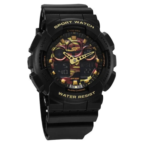 SF Vigour Quartz Digital Analog Digital Multicolor Dial With Black Color Plastic Strap Watch For Unisex NU87058PP05