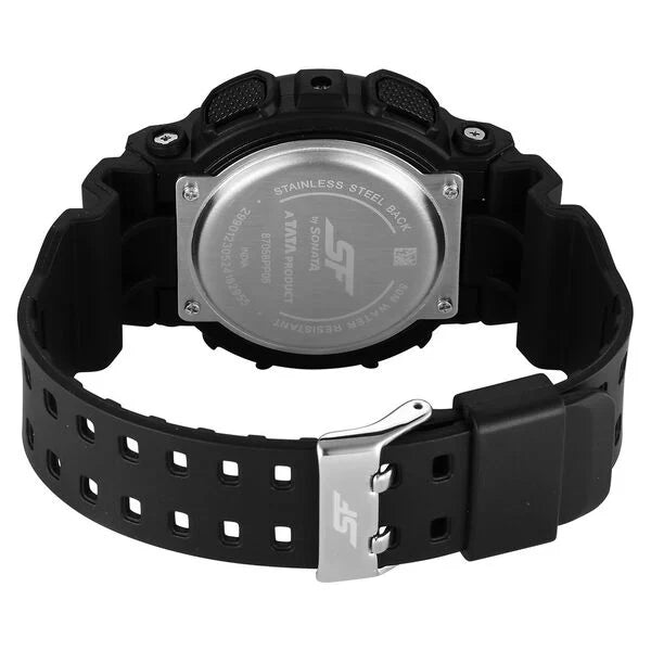 SF Vigour Quartz Digital Analog Digital Multicolor Dial With Black Color Plastic Strap Watch For Unisex NU87058PP05