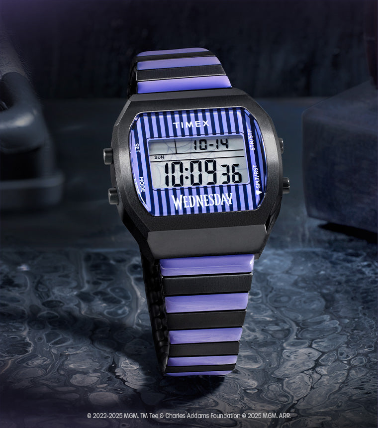 Timex x Wednesday T80 36mm Stainless Steel Expansion Band Watch - TW2Y19500X6