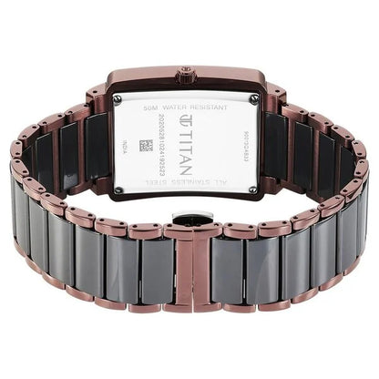 Titan Regalia Shaped Ceramic Quartz Analog with Date Black Dial Steel & Ceramic Strap Watch For Men 90013kd06