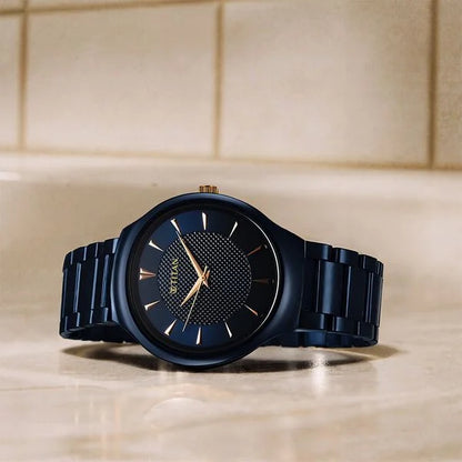 Titan Regalia Ceramics Quartz Analog Blue Dial Blue Color Ceramic Strap Watch For Men 90014kc04