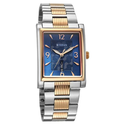 Titan Karishma Wedding Edit Analog with Day Date With Blue Dial Two Toned Stainless Steel Strap Watch for Men 90024km01