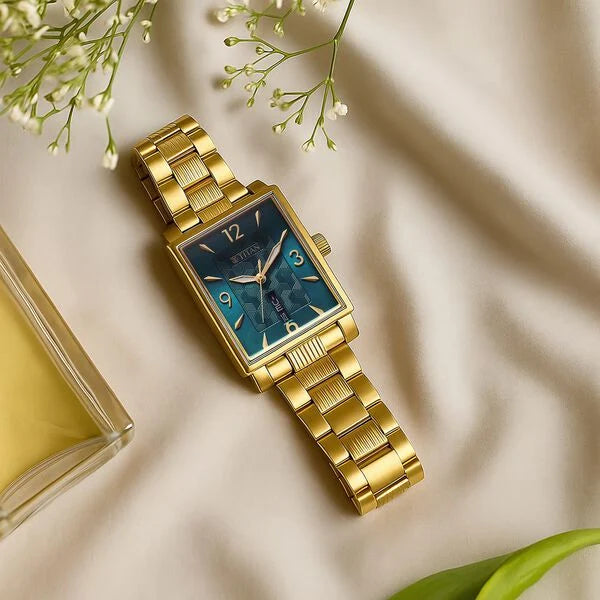Titan Karishma Wedding Edit Analog with Day Date With Green Dial Two Toned Stainless Steel Strap Watch for Men 90024ym09