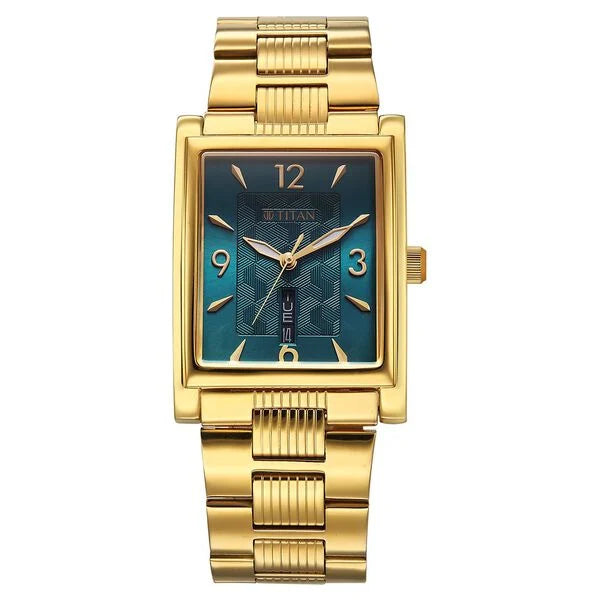 Titan Karishma Wedding Edit Analog with Day Date With Green Dial Two Toned Stainless Steel Strap Watch for Men 90024ym09