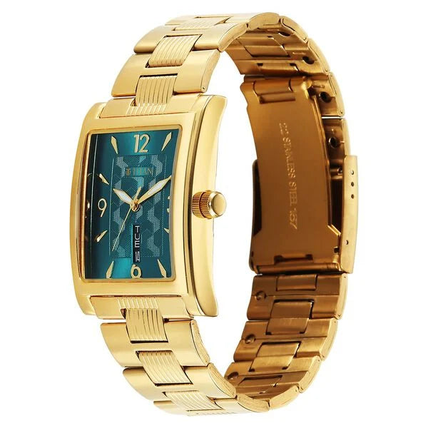 Titan Karishma Wedding Edit Analog with Day Date With Green Dial Two Toned Stainless Steel Strap Watch for Men 90024ym09