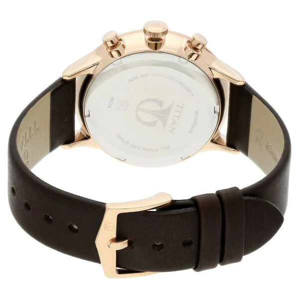 Titan Quartz Multifunction White Dial Leather Strap Watch for Men nu90102wl01