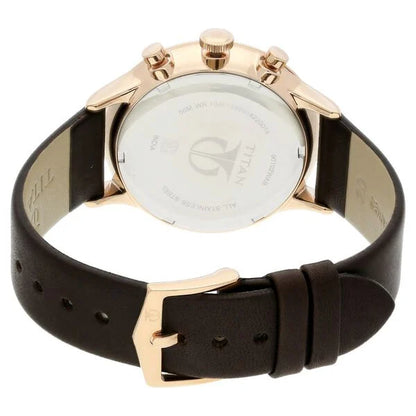 Titan Quartz Multifunction White Dial Leather Strap Watch for Men nu90102wl01