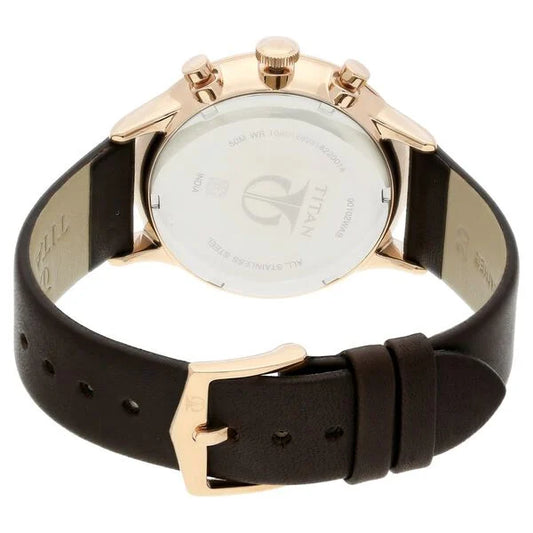 Titan Quartz Multifunction White Dial Leather Strap Watch for Men nu90102wl01