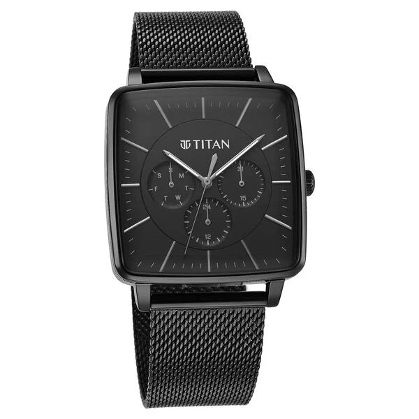 Titan Avant Garde Black Dial Quartz Multifunction Stainless Steel Strap watch for Men nu90147nm01