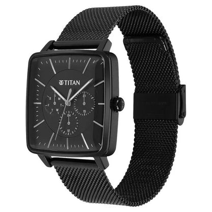 Titan Avant Garde Black Dial Quartz Multifunction Stainless Steel Strap watch for Men nu90147nm01