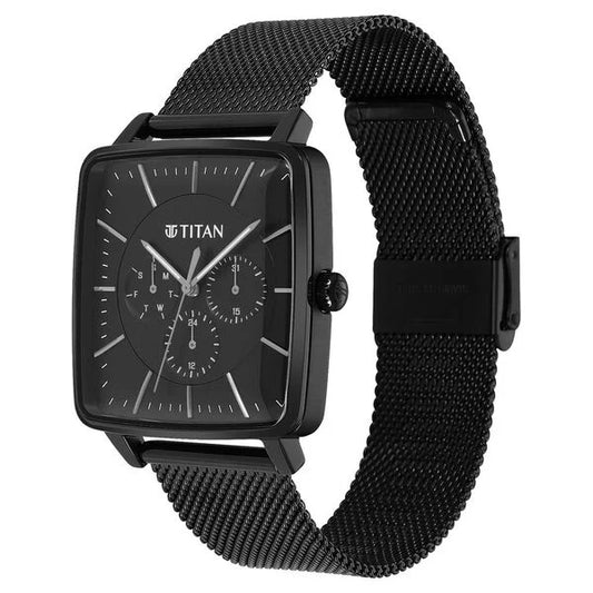 Titan Avant Garde Black Dial Quartz Multifunction Stainless Steel Strap watch for Men nu90147nm01