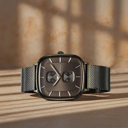 Titan Avant Garde Quartz Multifunction Brown Dial With Green Color Stainless Steel Strap Watch For Men nu90178qm02