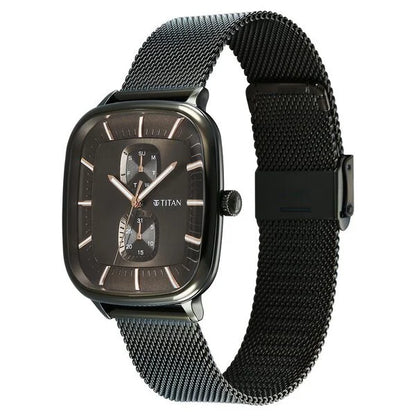 Titan Avant Garde Quartz Multifunction Brown Dial With Green Color Stainless Steel Strap Watch For Men nu90178qm02