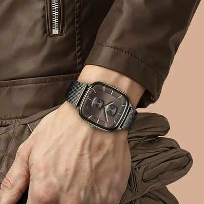 Titan Avant Garde Quartz Multifunction Brown Dial With Green Color Stainless Steel Strap Watch For Men nu90178qm02