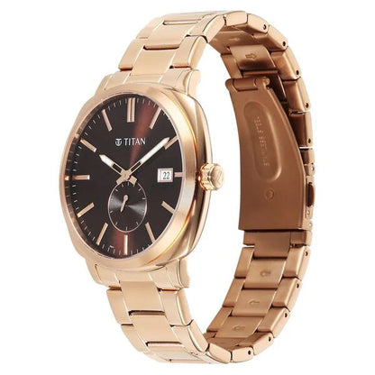 Titan Classique Suave Analog with Brown Dial Rose Gold Stainless Steel Strap Watch for Men 90189wm01