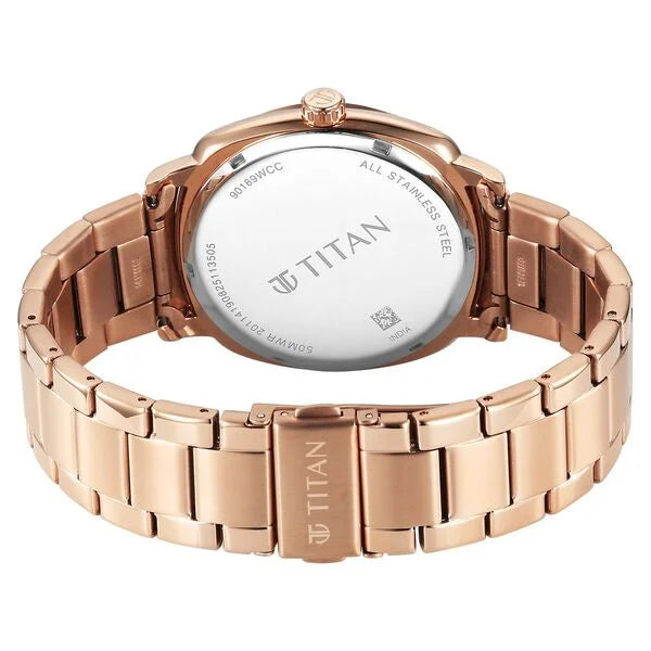 Titan Classique Suave Analog with Brown Dial Rose Gold Stainless Steel Strap Watch for Men 90189wm01