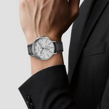 Titan Light leathers Multifunction Silver Dial Leather Strap Watch For Men nu90200sl01