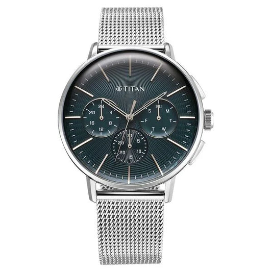 Titan Light leathers Multifunction Anthracite Dial Stainless Steel Strap Watch For Men NU90200SM01