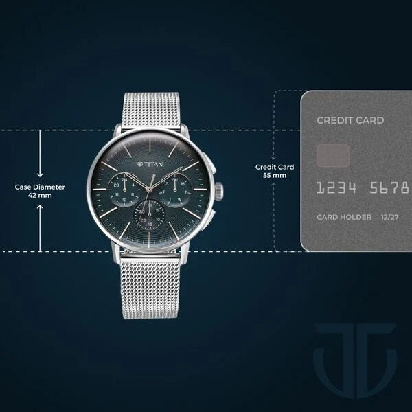 Titan Light leathers Multifunction Anthracite Dial Stainless Steel Strap Watch For Men NU90200SM01