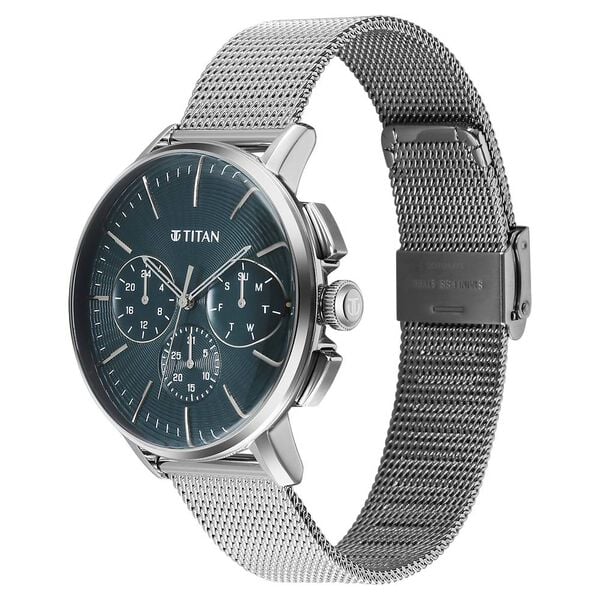 Titan Light leathers Multifunction Anthracite Dial Stainless Steel Strap Watch For Men NU90200SM01