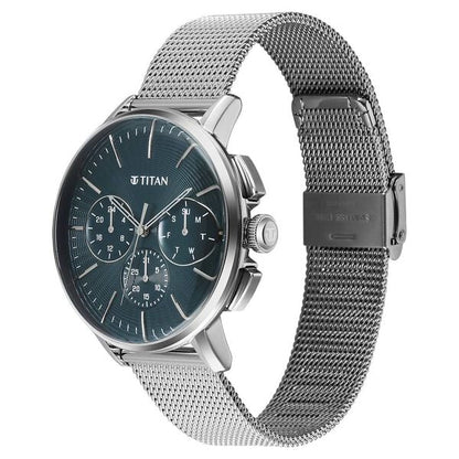 Titan Light leathers Multifunction Anthracite Dial Stainless Steel Strap Watch For Men NU90200SM01