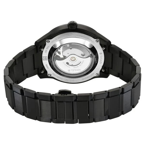 Titan Astral Concealed Automatic Analog with Black Dial Black Stainless Steel Strap Watch for Men - 90209NM01