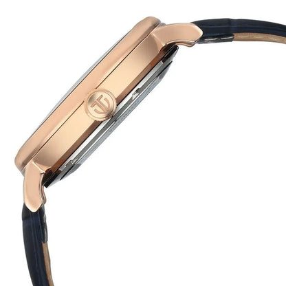 Titan Yin Yang Skeletal Automatic Analog with Rose Gold case, Blue Dial Blue Leather Strap Watch for Men 90222wl01