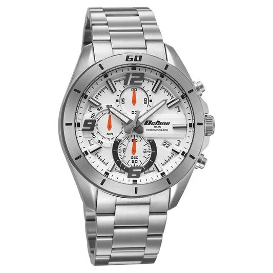 Octane Velocity Sporty White Dial Round Stainless Steel Watch For Men