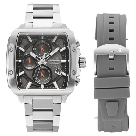 Octane Velocity Sporty Black Dial Tonneau Stainless Steel Watch For Men