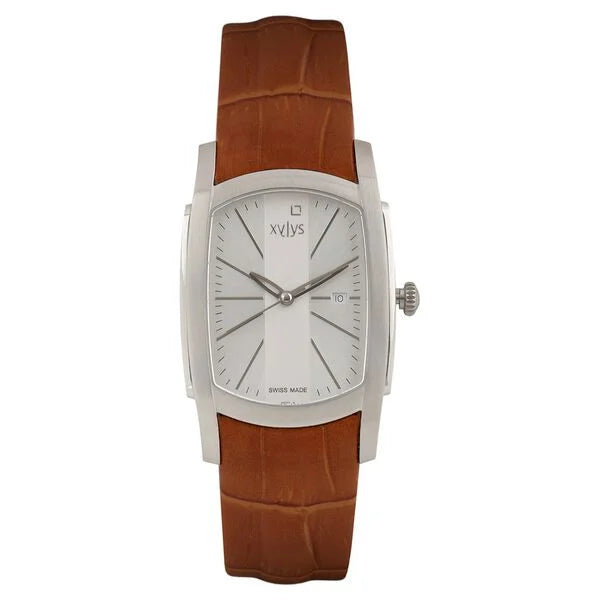 Xylys Swiss Analog with Date Brown Leather Strap and Silver Dial Watch For Men NF9120SL01