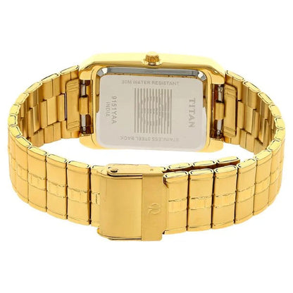 Titan Golden Dial Analog with DateMetal Strap watch for Men nu9151ym03