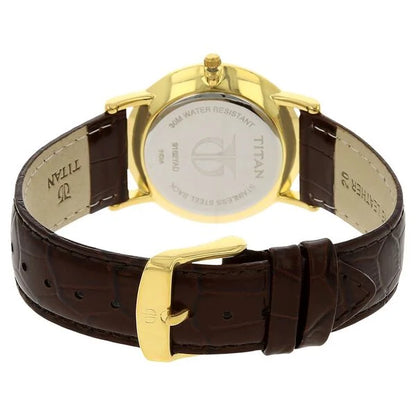 Titan Quartz Analog with Date White Dial Leather Strap Watch for Men nt9162yl01