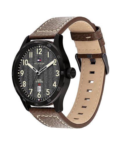 Tommy Hilfiger Quartz Analog with Black Dial Brown Leather Strap Watch for Men - TH1710560