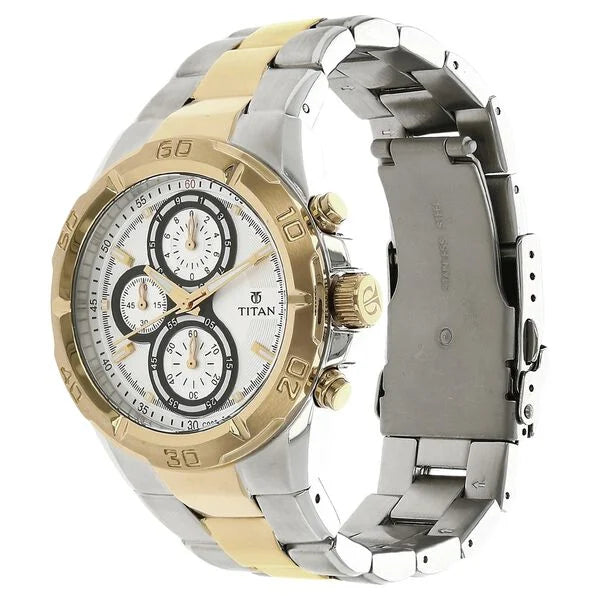 Titan Chronograph White Dial Stainless Steel Strap watch for Men nu9308bm01