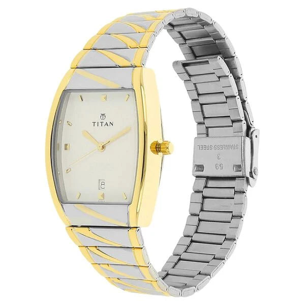 Titan Analog with Date White Dial Stainless Steel Strap watch for Men nu9315bm01