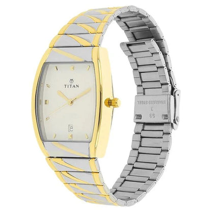 Titan Analog with Date White Dial Stainless Steel Strap watch for Men nu9315bm01
