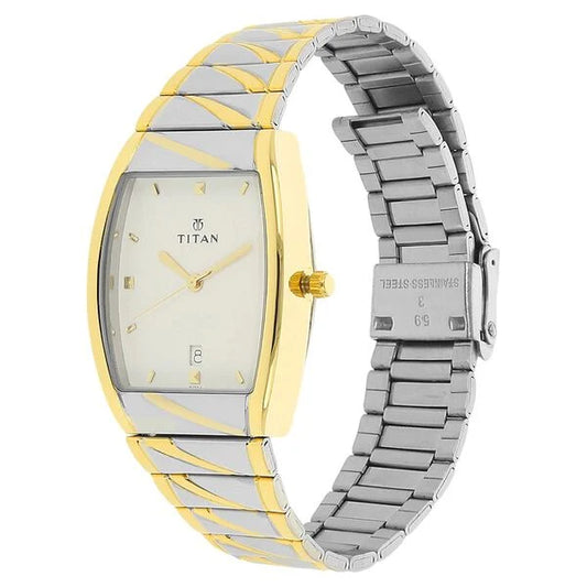 Titan Analog with Date White Dial Stainless Steel Strap watch for Men nu9315bm01