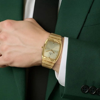 Titan Rectangle Champagne Dial Analog with Date Stainless Steel Strap watch for Men nt9315ym02