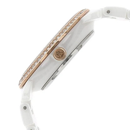 Titan Quartz Analog Mother of Pearl Dial Ceramic Strap Watch for Women 95017kc01