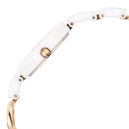 Titan Raga Ceramics Quartz Analog White Dial Metal & Ceramic Strap Watch For Women nu95146kd05