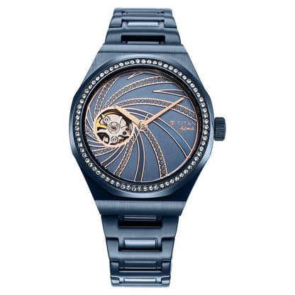 Titan Unending Beauty Automatic Blue Dial Analog Stainless Steel Strap watch for Women ns95177qm01