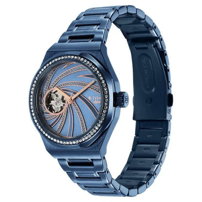 Titan Unending Beauty Automatic Blue Dial Analog Stainless Steel Strap watch for Women ns95177qm01