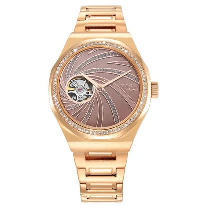 Titan Unending Beauty Automatic Brown Dial Analog Stainless Steel Strap watch for Women nt95177wm0
