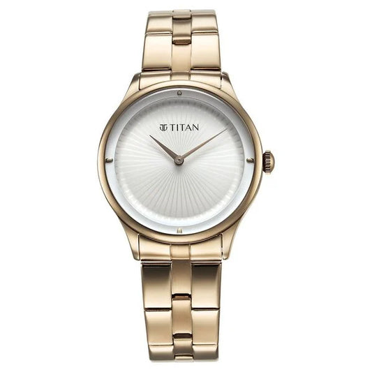 Titan Workwear Quartz Analog White Dial Stainless Steel Strap Watch for Women ns95185wm01
